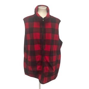 Chaps Womens 2X 100% Polyester Plaid Sleeveless Collared Fleece Vest w Pockets